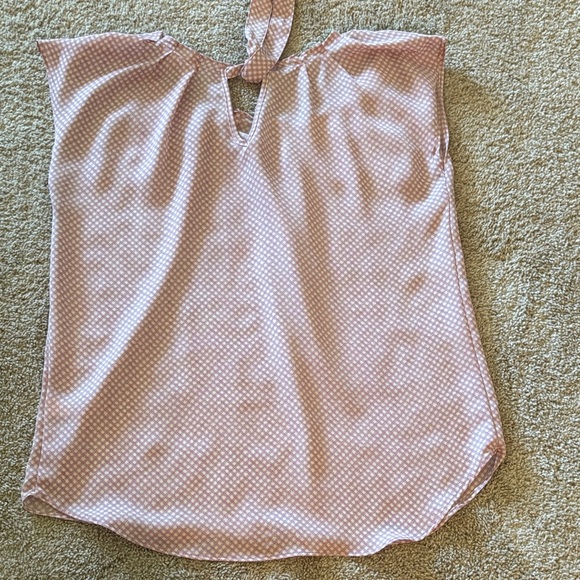 Lavender and White Gingham Check Top with Pleated Neck and Tie Back - Picture 11 of 13